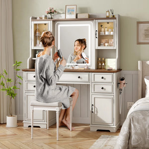 Makeup Vanity Table with Mirror and Lights  Wooden Bazar