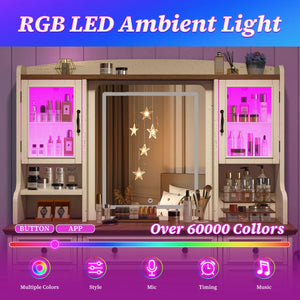 Makeup Vanity Table with Mirror and Lights  Wooden Bazar