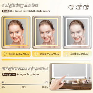 Makeup Vanity Table with Mirror and Lights  Wooden Bazar
