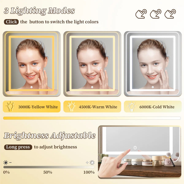 Makeup Vanity Table with Mirror and Lights  Wooden Bazar