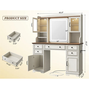 Makeup Vanity Table with Mirror and Lights  Wooden Bazar