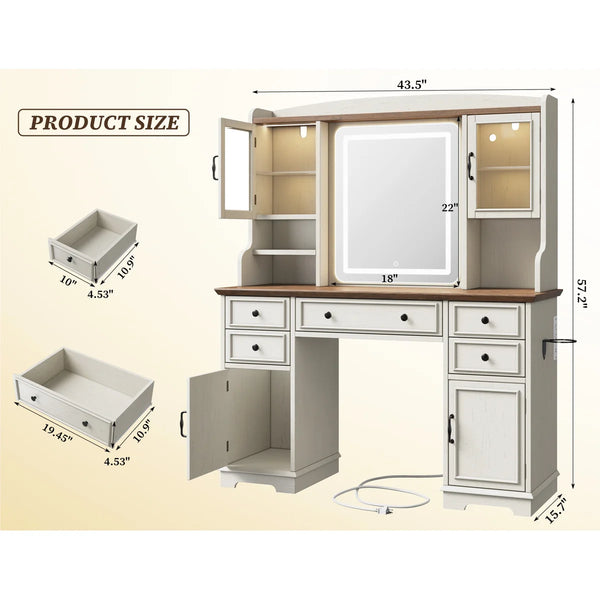 Makeup Vanity Table with Mirror and Lights  Wooden Bazar