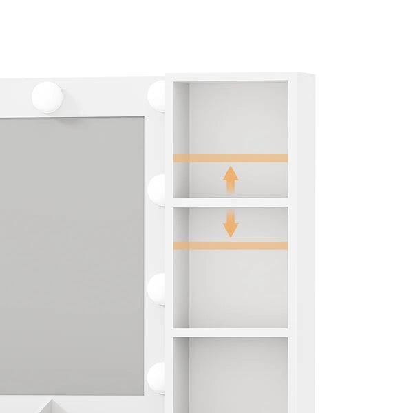 Makeup Vanity With Lights & 11 Drawers  Wooden Bazar