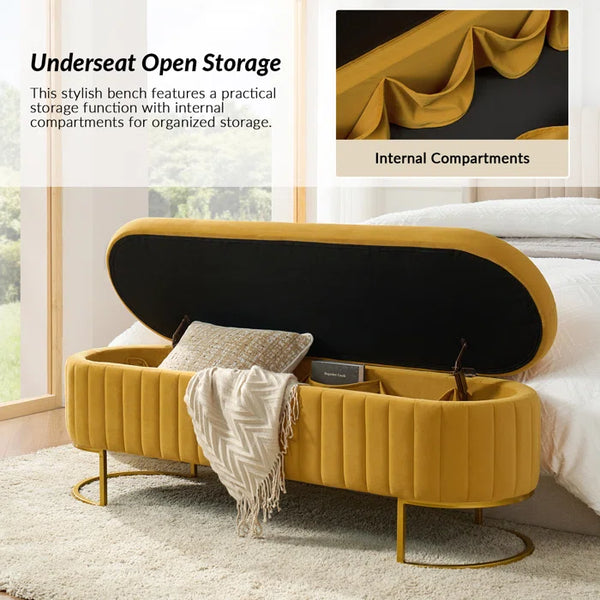 Gangin Storage Bench With Internal Compartmented And Channel Tufted