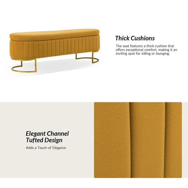 Gangin Storage Bench With Internal Compartmented And Channel Tufted