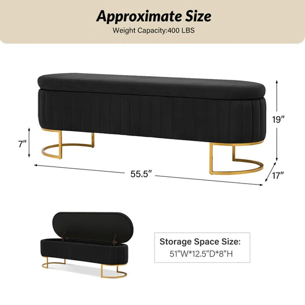 Gangin Storage Bench With Internal Compartmented And Channel Tufted