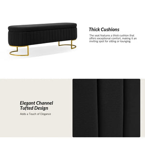 Gangin Storage Bench With Internal Compartmented And Channel Tufted