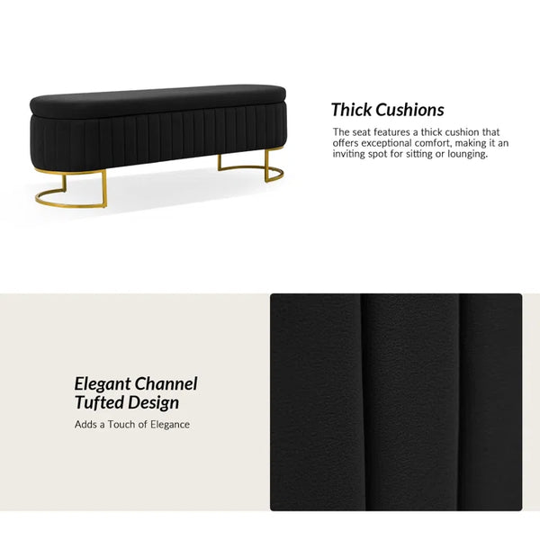 Gangin Storage Bench With Internal Compartmented And Channel Tufted