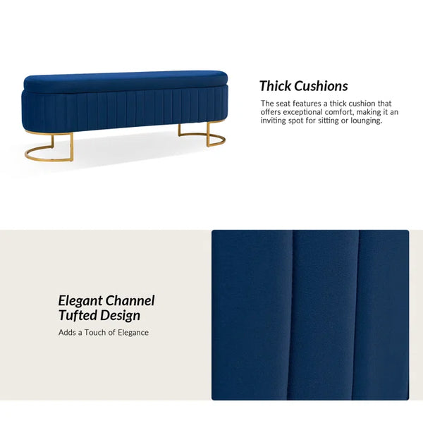 Gangin Storage Bench With Internal Compartmented And Channel Tufted