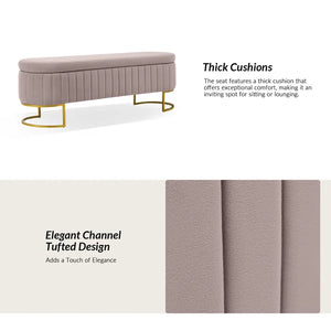 Gangin Storage Bench With Internal Compartmented And Channel Tufted