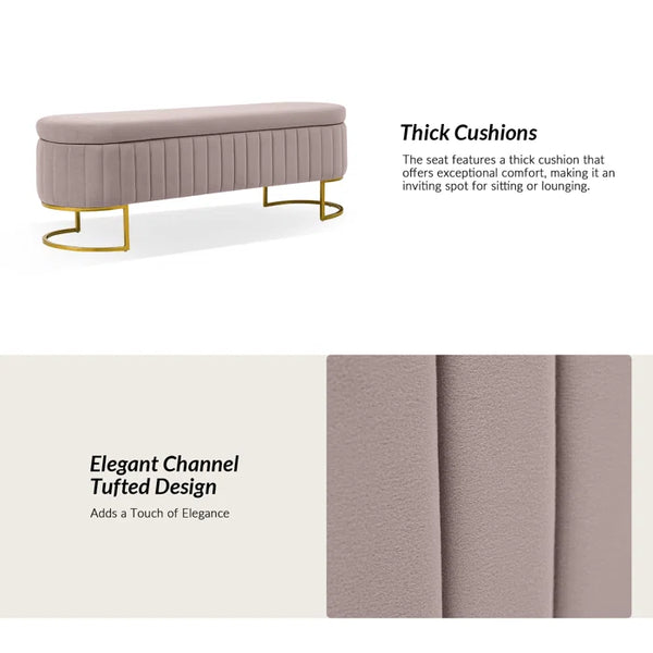 Gangin Storage Bench With Internal Compartmented And Channel Tufted