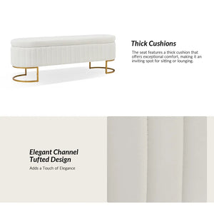 Gangin Storage Bench With Internal Compartmented And Channel Tufted