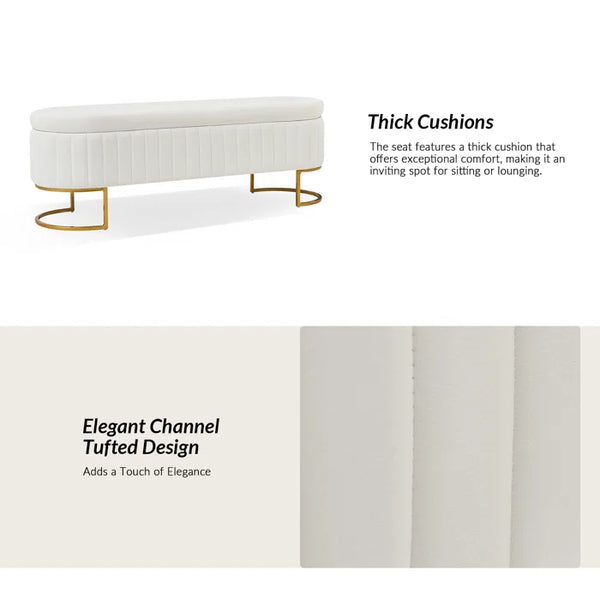Gangin Storage Bench With Internal Compartmented And Channel Tufted