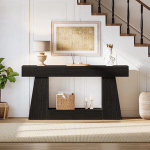 Narrow Manufactured Wood Console Table with Shelves  Wooden Bazar