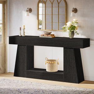 Narrow Manufactured Wood Console Table with Shelves  Wooden Bazar