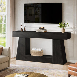 Narrow Manufactured Wood Console Table with Shelves  Wooden Bazar