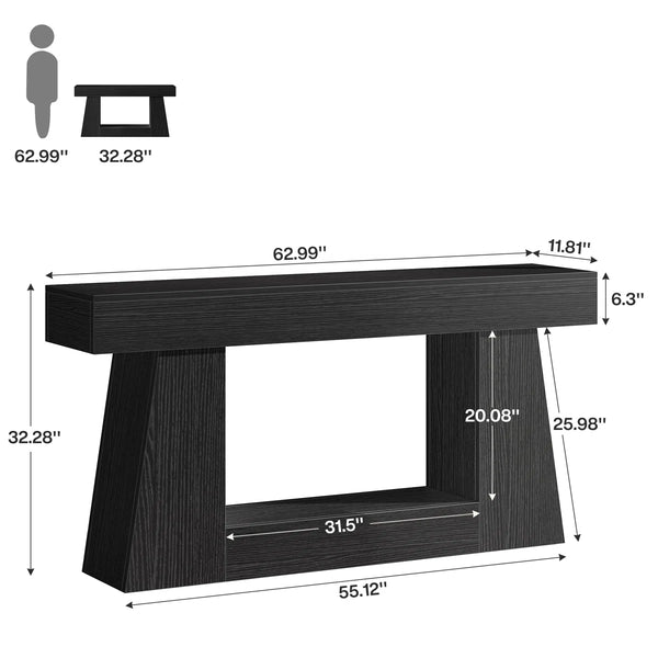Narrow Manufactured Wood Console Table with Shelves  Wooden Bazar