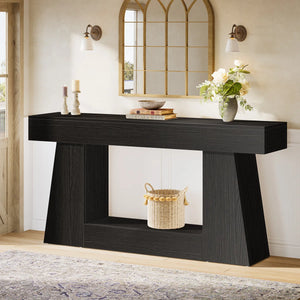 Narrow Manufactured Wood Console Table with Shelves  Wooden Bazar