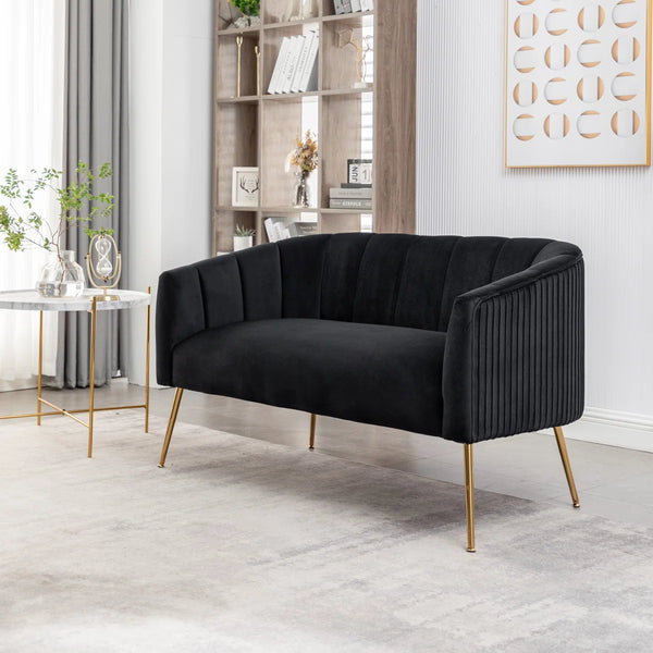 Velvet Loveseat  Wooden Bazar