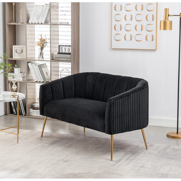 Velvet Loveseat  Wooden Bazar
