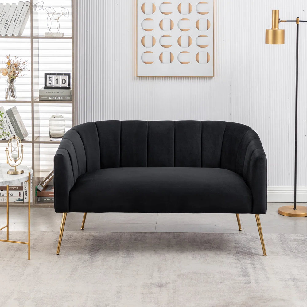 Velvet Loveseat  Wooden Bazar