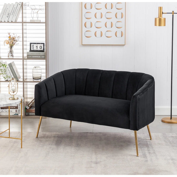 Velvet Loveseat  Wooden Bazar