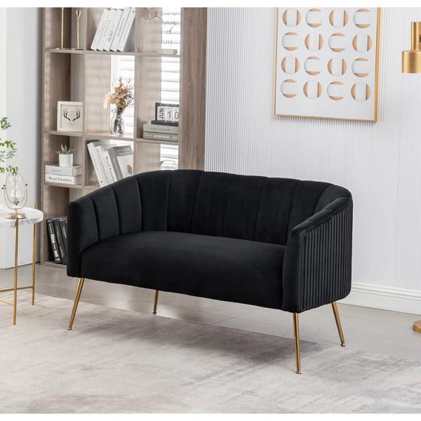 Velvet Loveseat  Wooden Bazar