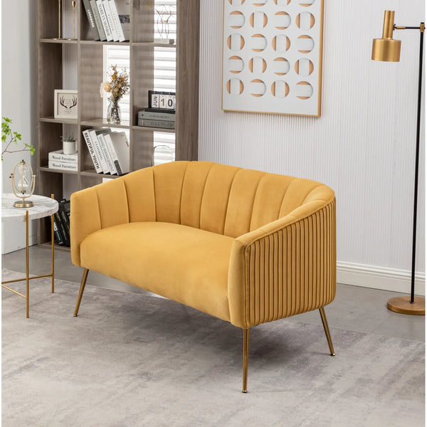 Velvet Loveseat  Wooden Bazar