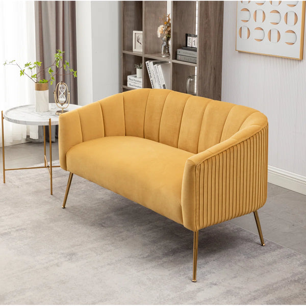 Velvet Loveseat  Wooden Bazar