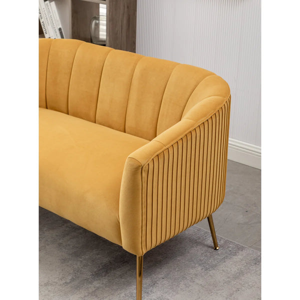 Velvet Loveseat  Wooden Bazar
