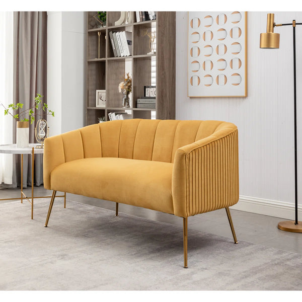 Velvet Loveseat  Wooden Bazar