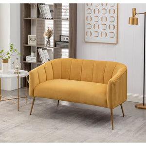 Velvet Loveseat  Wooden Bazar