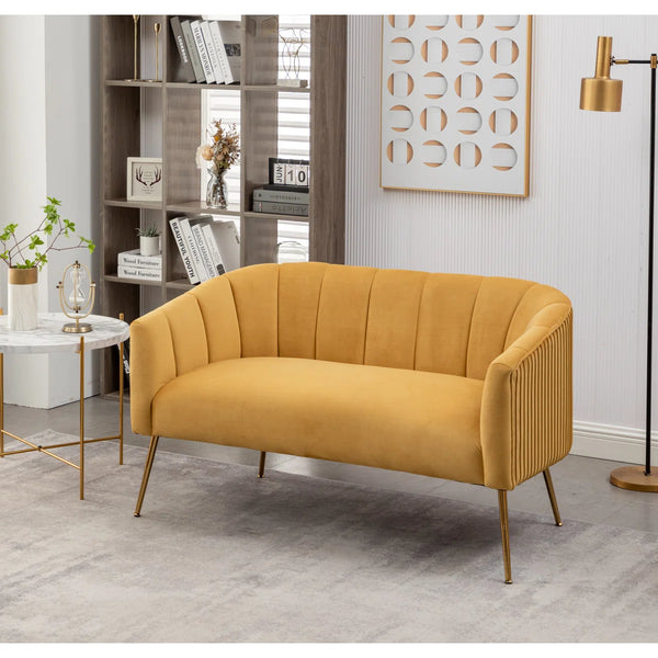 Velvet Loveseat  Wooden Bazar