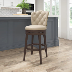 Marthasville Swivel Upholstered Counter Stool with Solid Wood Frame  Wooden Bazar