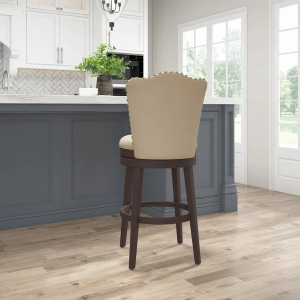 Marthasville Swivel Upholstered Counter Stool with Solid Wood Frame  Wooden Bazar