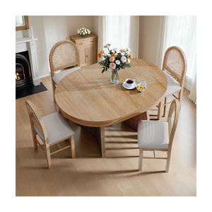 Kiloos Round Dining Table and 4 T-Shape Upholstered Chairs Se