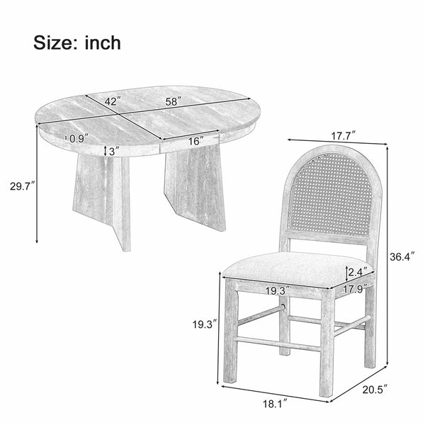 Kiloos Round Dining Table and 4 T-Shape Upholstered Chairs Se