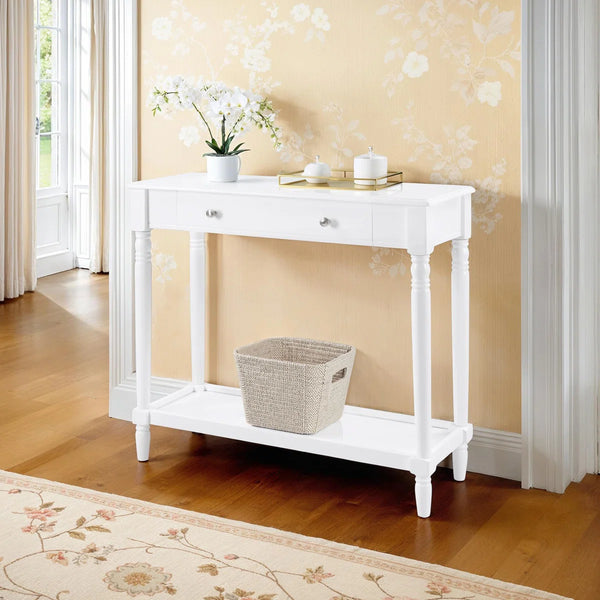 No-Tools Assembly Entryway Console Table with 1 Drawer and Lower Shelf for Hallway & Living Room  Wooden Bazar