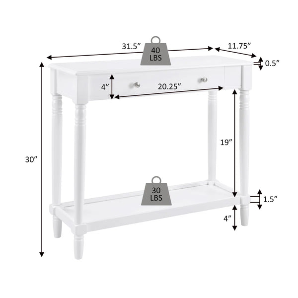 No-Tools Assembly Entryway Console Table with 1 Drawer and Lower Shelf for Hallway & Living Room  Wooden Bazar