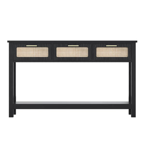 Coastal Rattan Entryway & Sofa Table  Wooden Bazar