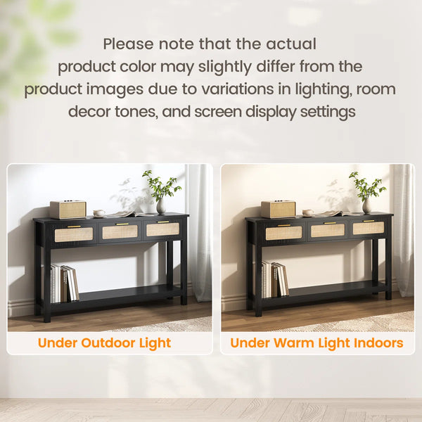 Coastal Rattan Entryway & Sofa Table  Wooden Bazar