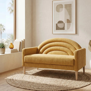 Upholstered Loveseat Wooden Bazar