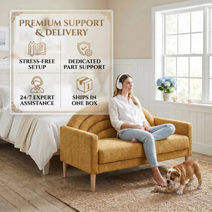 Upholstered Loveseat Wooden Bazar