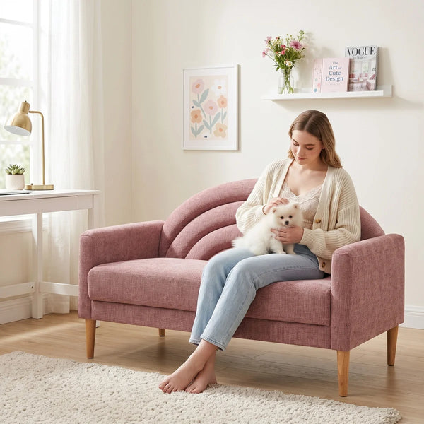 Upholstered Loveseat Wooden Bazar