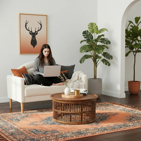 Upholstered Loveseat Wooden Bazar