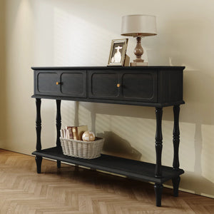 Mid-Century Modern Console Table with 2 Drawers for Entryway & Living Room  Wooden Bazar