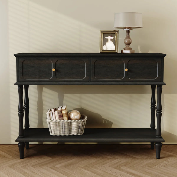 Mid-Century Modern Console Table with 2 Drawers for Entryway & Living Room  Wooden Bazar