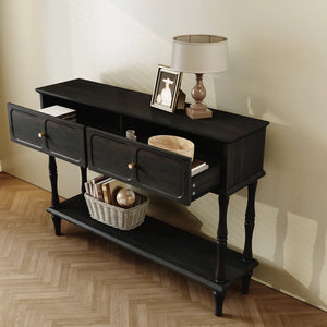 Mid-Century Modern Console Table with 2 Drawers for Entryway & Living Room  Wooden Bazar