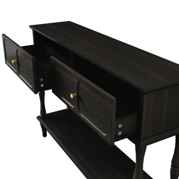 Mid-Century Modern Console Table with 2 Drawers for Entryway & Living Room  Wooden Bazar
