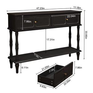 Mid-Century Modern Console Table with 2 Drawers for Entryway & Living Room  Wooden Bazar